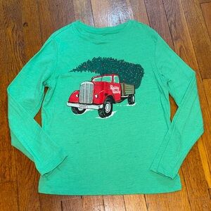 Cat & Jack Boys Green Christmas Holiday Shirt Size Medium (8)